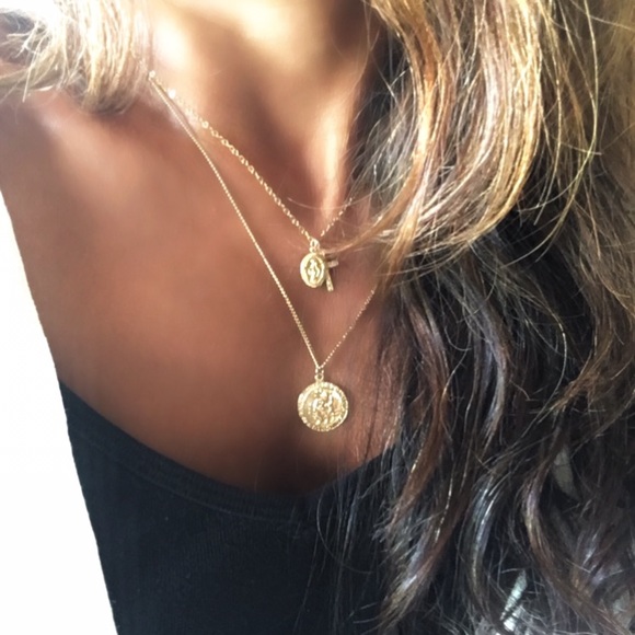 14k GF Miraculous Mary Cross Necklace - Picture 4 of 7